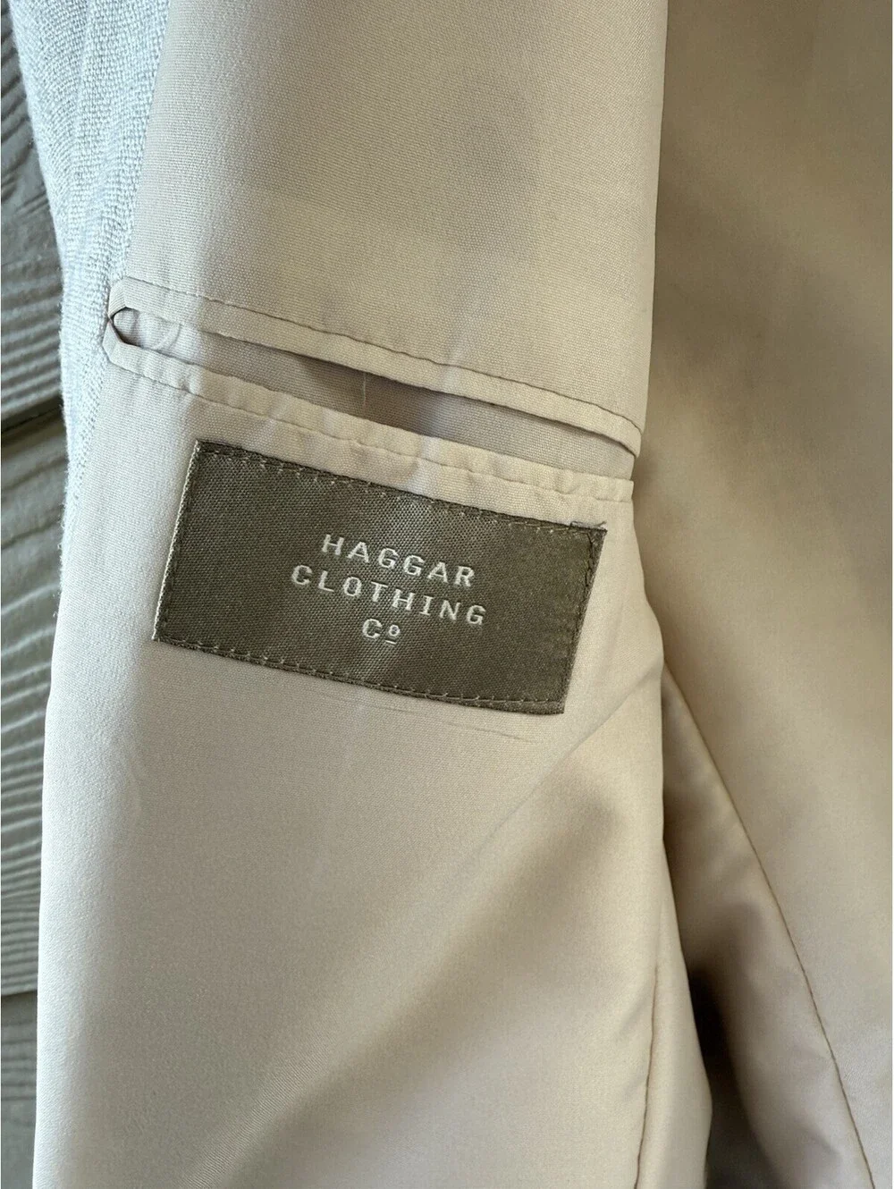 Haggar Clothing Men's White Cream Natural Linen Blend Sport Jacket Blazer Sz 40